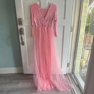 Chic Long Sleeve Pink Gown